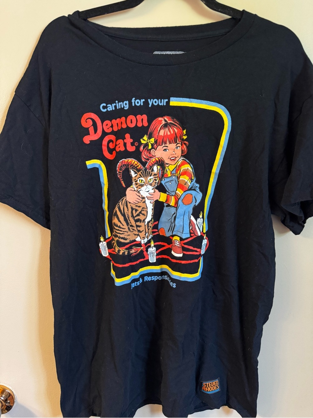 Steven Rhodes Demon Cat Black T Shirt